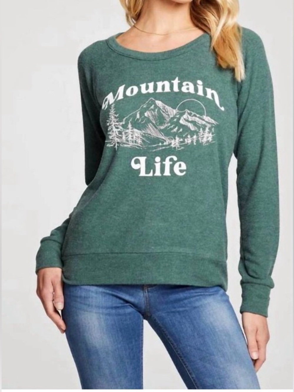 NEW CHASER rpet bliss knit long sleeve raglan pullover in mountain life